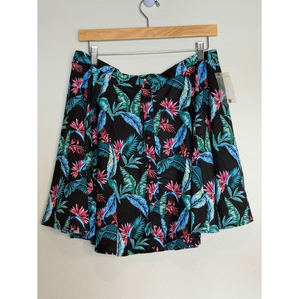 Dixxon Flannel Co Turks Black Tropical Paradise Button Front Skirt L